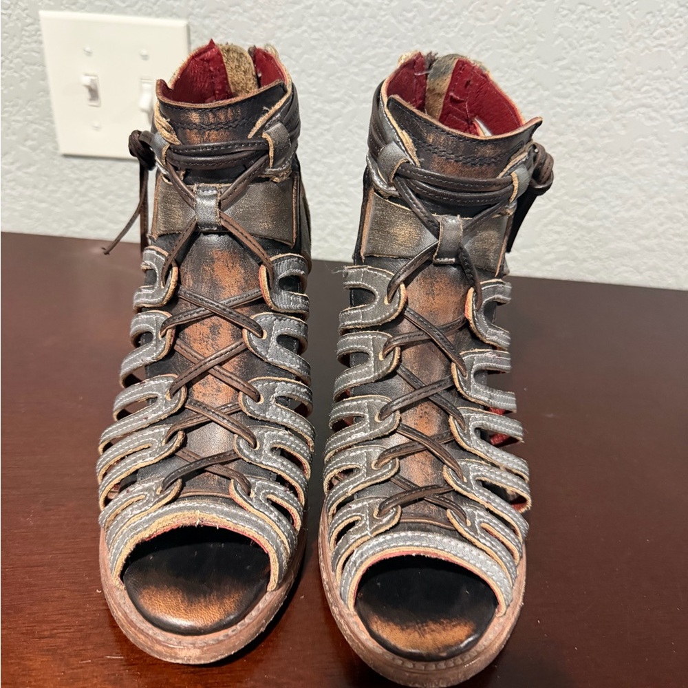 Freebird by Steven FB Wazze ….. Brown and Gray Gladiator Sandals